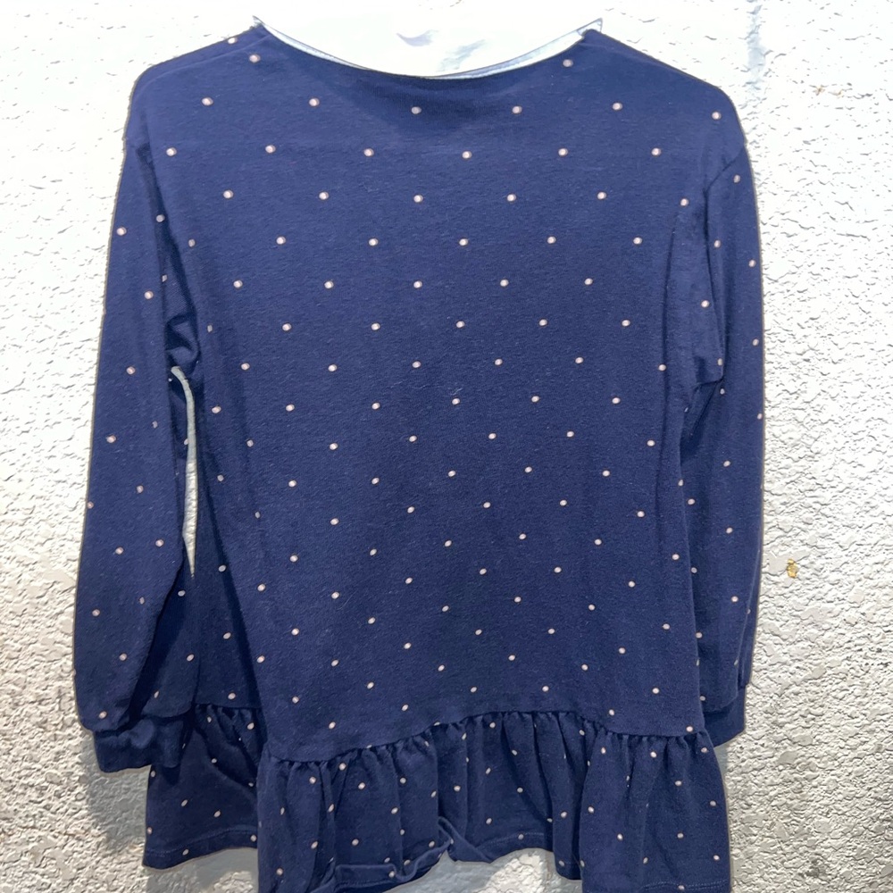 Disney Kids Navy Shirt with Polka Dots and Character Patch - Picture 2 of 7
